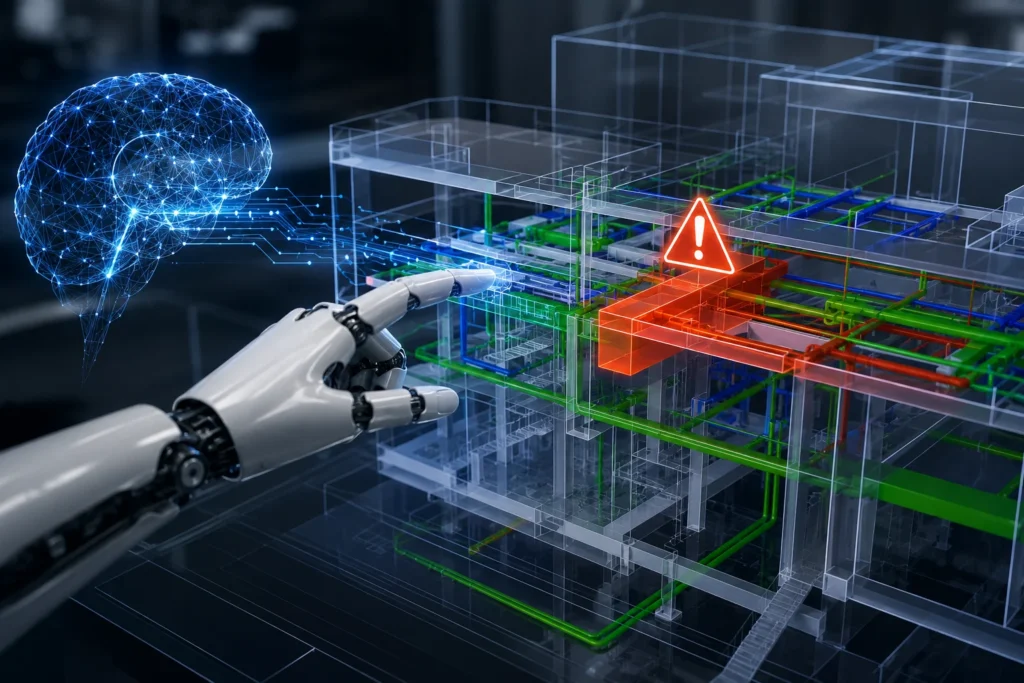 AI clash detection applications across hospitals, high-rise construction, infrastructure, and MEP-heavy commercial projects.