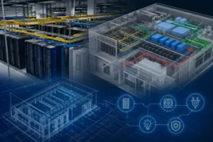 BIM for Data Centers showcasing 3D data center modeling and integrated MEP systems