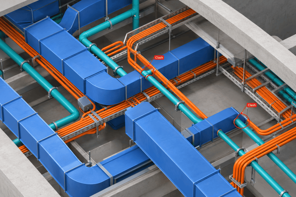 3D BIM coordination model of a US data center MEP system